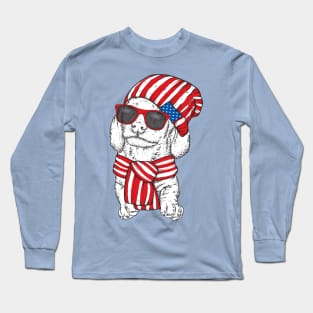 dog hat scarf USA Long Sleeve T-Shirt